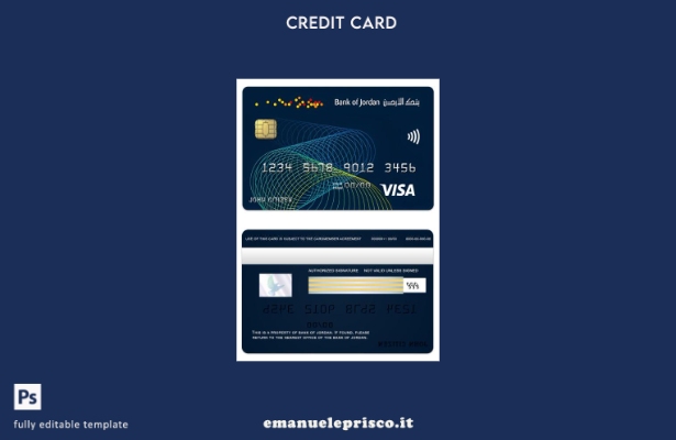 modello di carta oro visto Jordan Bank of Jordan in stile verificato