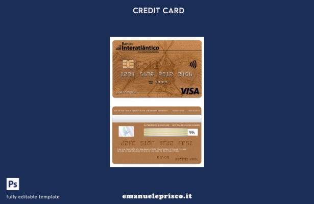 modello di carta oro visto bancario Cabo Verde Banco Interatiantico stile verifi