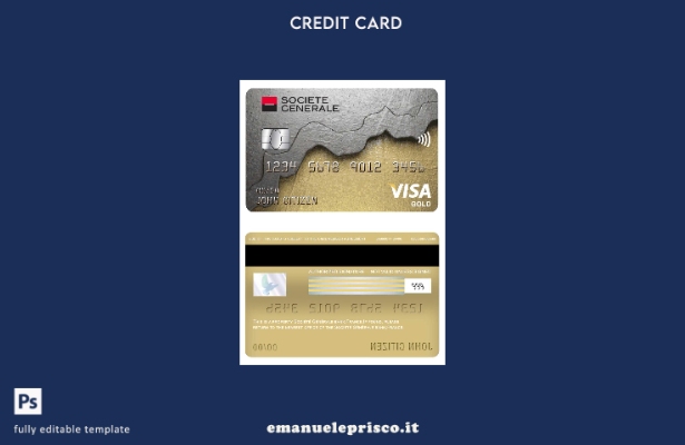 modello di carta oro visto bancario Francia Société Générale in stile verificato