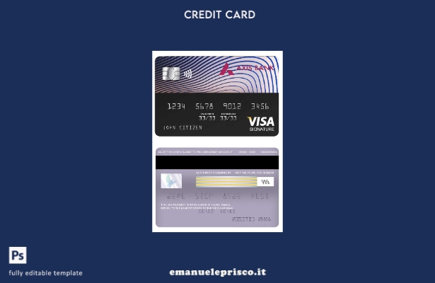modello di carta per firma del visto bancario India Axis in stile verificato