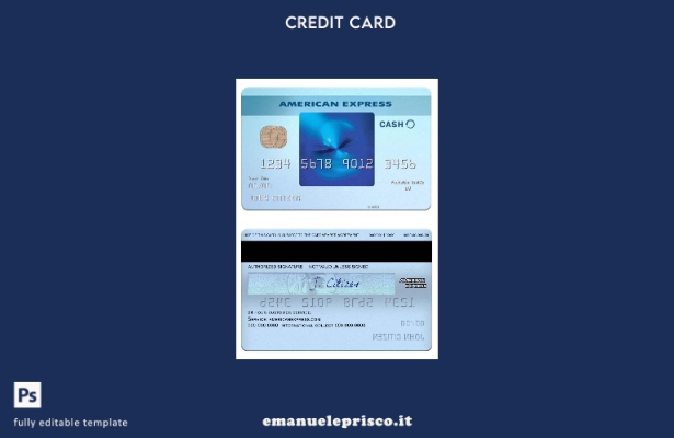 modello di carta per tutti i giorni in contanti blu USA Commerce bank amex stile