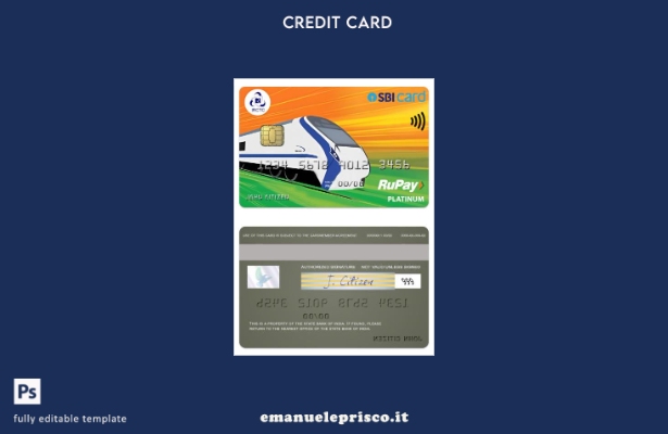 modello di carta platino RuPay India State Bank of India IRCTC SBI stile verific
