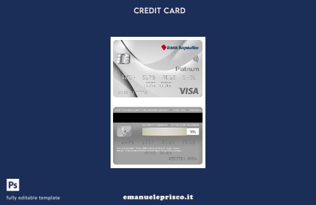 modello di carta platino per visto bancario Israel Bank Hapoalim in stile verifi