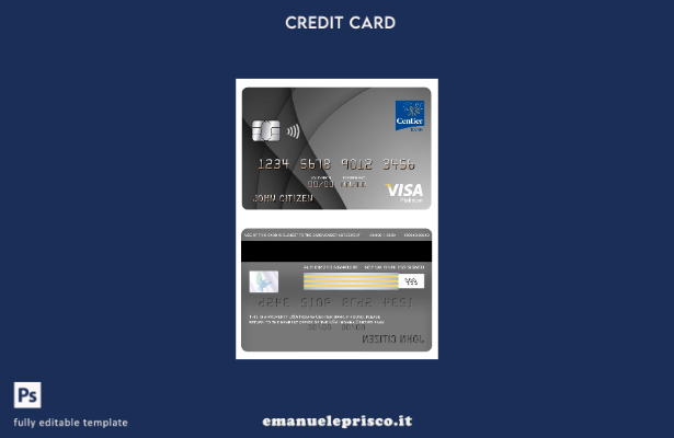 modello di carta platino per visto bancario USA Indiana Centier in stile verific