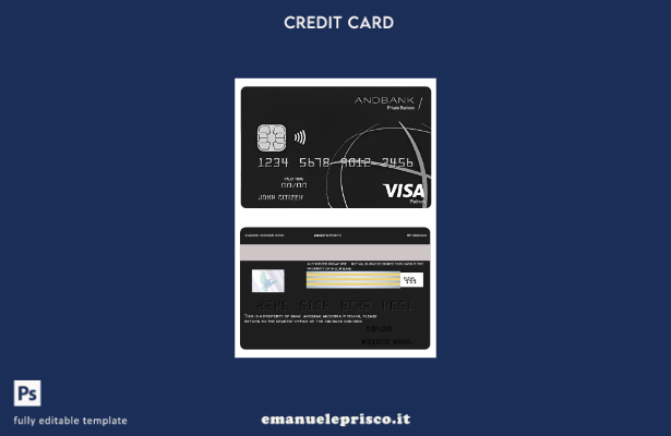 modello di carta platino visto Andorra Andbank in stile verificato