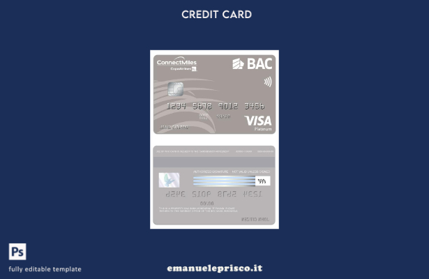 modello di carta platino visto Honduras BAC Bank in stile verificato