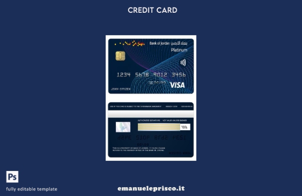 modello di carta platino visto Jordan Bank of Jordan in stile verificato