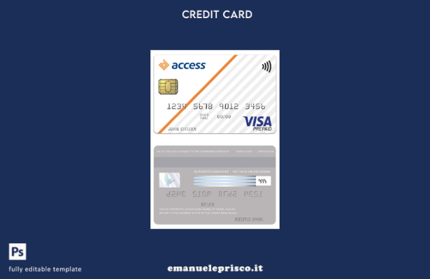 modello di carta prepagata per visto Ghana Access Bank in stile verificato