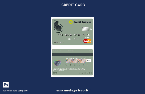 modello di carta principale della banca di credito Andorra stile verificato