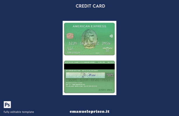modello di carta verde Amex della banca per la gestione dei rifiuti USA in stile
