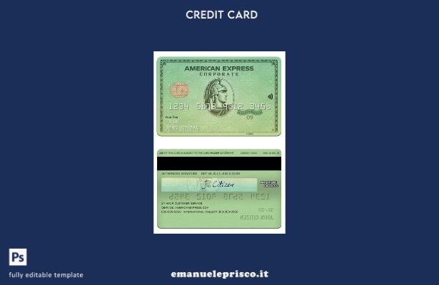 modello di carta verde amex della banca USA California Varo stile verificato