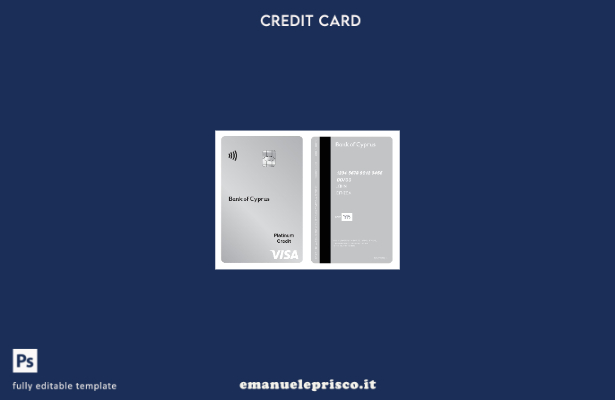 modello di carta verticale di credito platino visto della Banca di Cipro in stil