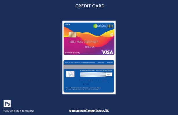 modello di carta virtuale per visto Sudan Bank of Khartoum in stile verificato