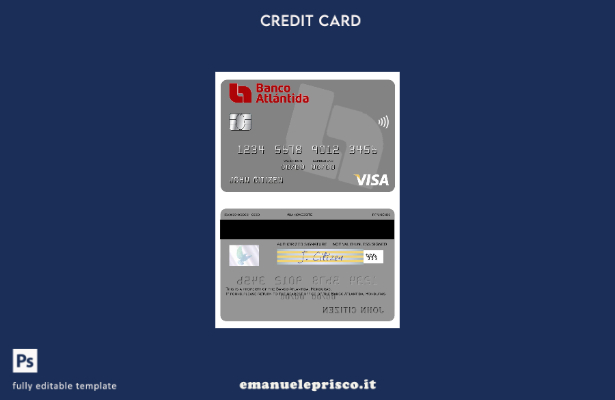 modello di carta visto Honduras Banco Atlantida in stile verificato