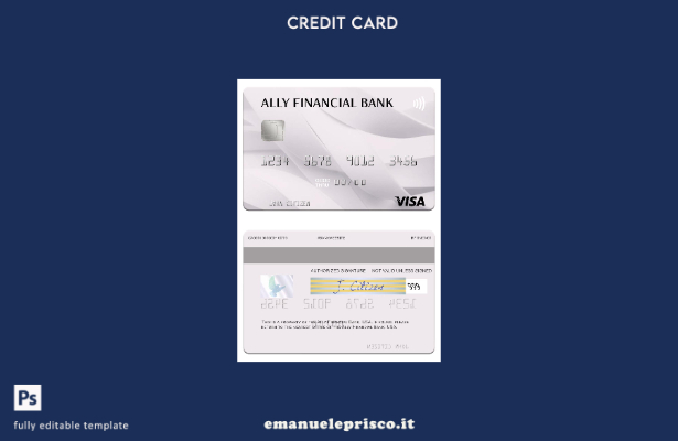 modello di carta visto USA Ally Financial Bank in stile verificato