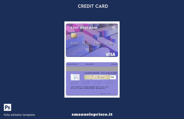 modello di carta visto USA East West Bank in stile verificato