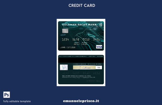modello di carta visto USA Goldman Sachs Bank in stile verificato