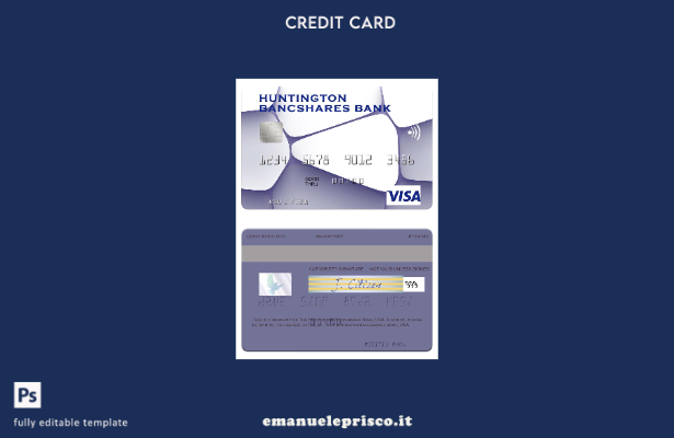 modello di carta visto USA Huntington Bancshares Bank in stile verificato