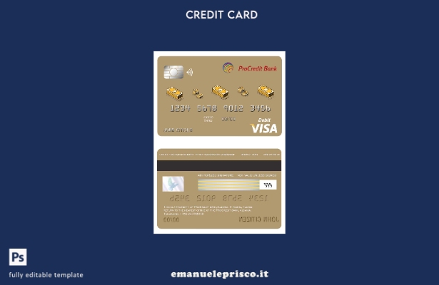 modello di carta visto bancario Albania Procredit in stile verificato