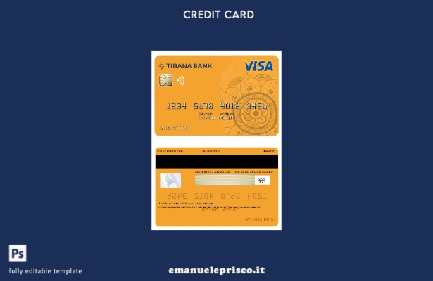 modello di carta visto bancario Albania Tirana in stile verificato