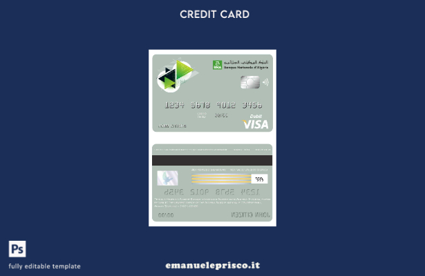 modello di carta visto bancario Algeria Banque Nationale d'Algérie (BNA) in stil