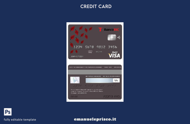 modello di carta visto bancario Angola Banco BIC in stile verificato