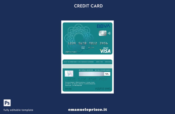 modello di carta visto bancario Argentina BBVA in stile verificato