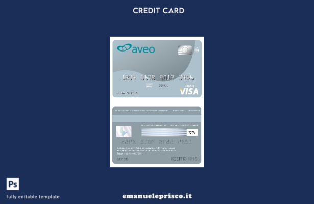 modello di carta visto bancario Australia Aveo in stile verificato