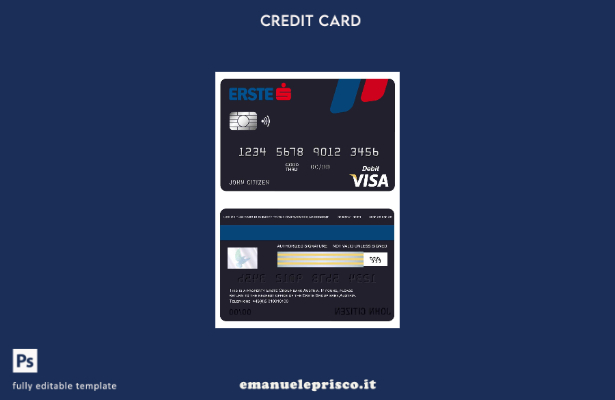 modello di carta visto bancario Austria Erste Group in stile verificato