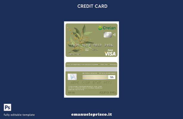 modello di carta visto bancario Belgio Crelan in stile verificato