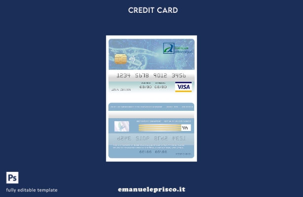 modello di carta visto bancario Benin Atlantique in stile verificato
