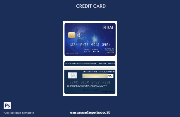 modello di carta visto bancario Cabo Verde BAI in stile verificato