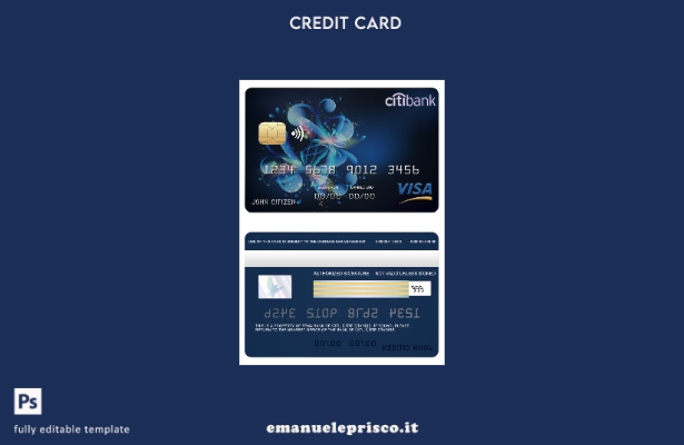 modello di carta visto bancario Citi della Costa d'Avorio in stile verificato
