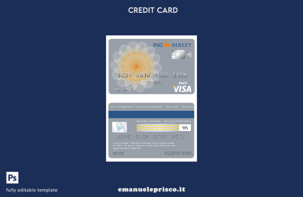 modello di carta visto bancario diretto Australia ING in stile verificato