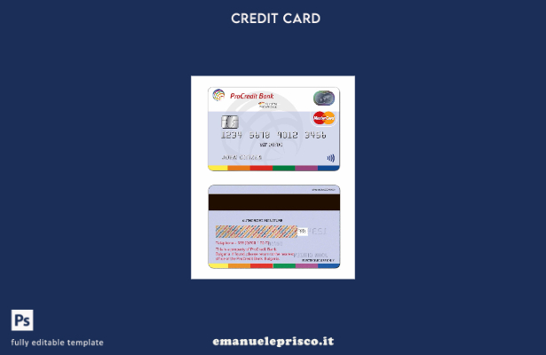 modello di mastercard bancaria Bulgaria ProCredit in stile verificato