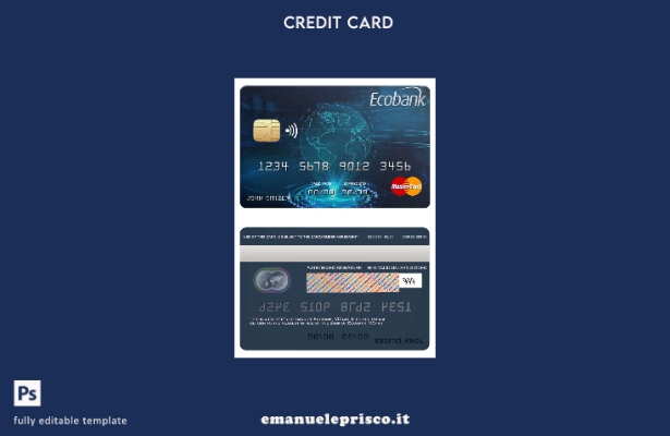 modello di mastercard bancaria Chad Ecobank in stile verificato