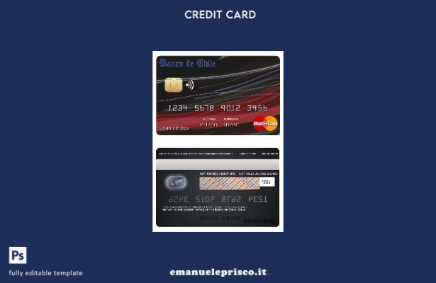 modello di mastercard bancaria Cile Banco de Chile in stile verificato