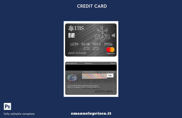 modello di mastercard bancaria Monaco UBS in stile verificato