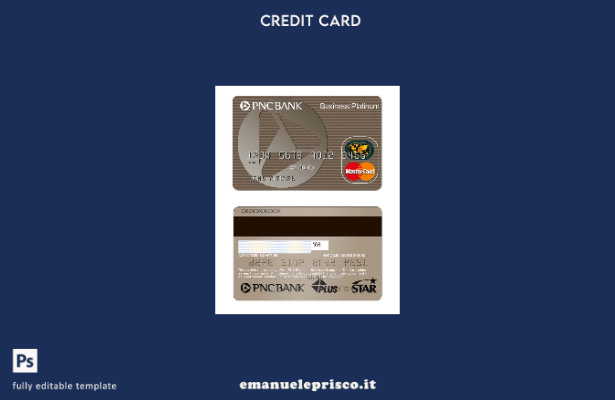 modello di mastercard bancaria PNC USA in stile verificato