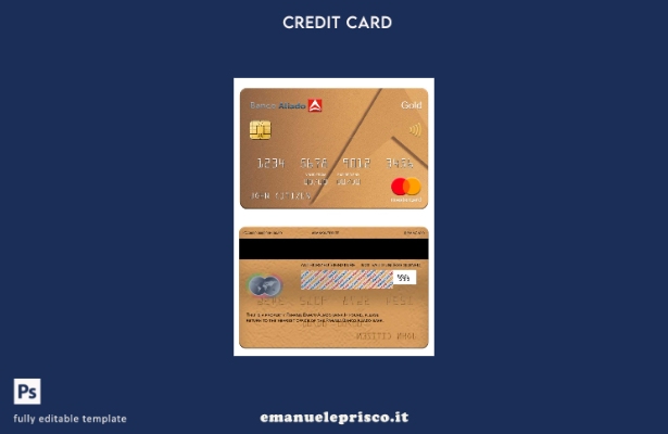 modello di mastercard bancaria Panama Banco Aliado in stile verificato