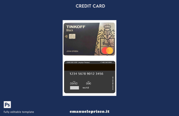 modello di mastercard bancaria Russia Tinkoff in stile verificato