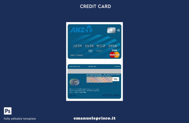 modello di mastercard bancario Australia ANZ in stile verificato