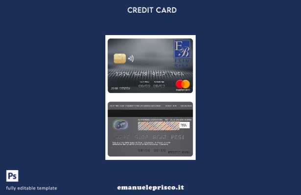 modello di mastercard bancario Comore Exim in stile verificato