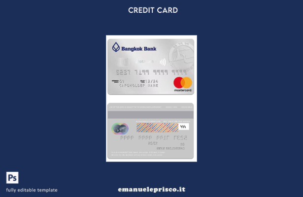 modello di mastercard da viaggio platino Thailandia Bangkok Bank in stile verifi