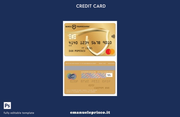 modello di mastercard di debito oro Romania BT Bank in stile verificato