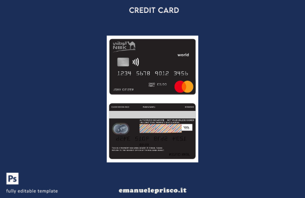 modello di mastercard mondiale Kuwait NBK Bank in stile verificato