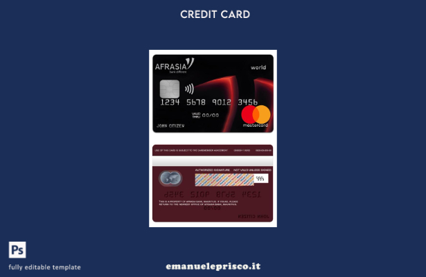 modello di mastercard mondiale Mauritius Afrasia Bank in stile verificato