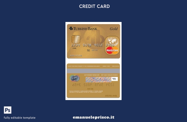 modello di mastercard oro TurkishBank in stile verificato Turchia