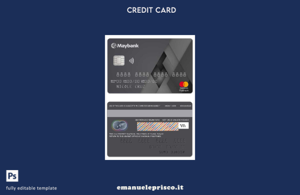 modello di mastercard platino MayBank Filippine stile verificato