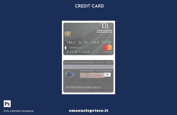 modello di mastercard platino Tunisia International Tunisia Bank stile verificat